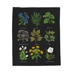 Botanical Velveteen Plush Blanket Cozy Home Decor Plant Lovers Gift Nature - Picture 1 of 6