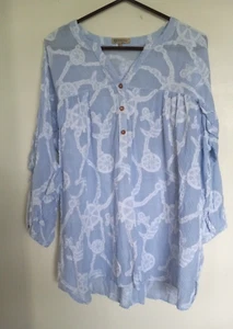 Demokratie Bluse 2x bestickt Bauern Boho Rüschen Rückenärmel V-Ausschnitt - Bild 1 von 4