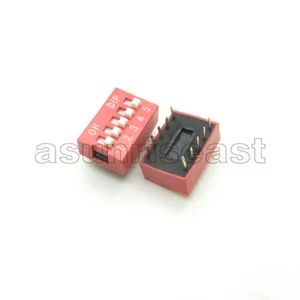 10 x Red 5 Bit 5P Position 2.54mm Pitch Toggle Switch PCB DIP Ping Dial Code - Imagen 1 de 4