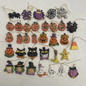 Lot of 34 Miniature Halloween Ornaments Ghost Witch Jack O Lantern Spider Skull - Picture 1 of 6