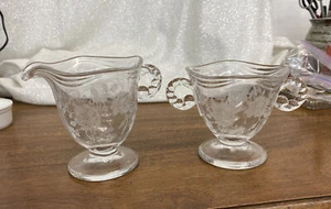 Fostoria Willowmere Rose Etched Sugar & Creamer - Picture 1 of 7
