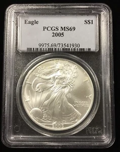 2005 $1 American Silver Eagle 1oz Dollar PCGS MS69 - Picture 1 of 4