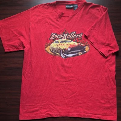Винтажная мужская футболка Loco Rollers Hot Rod Lowrider без границ размер XL - Изображение 1 из 4
