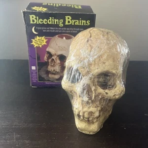NEW RARE VINTAGE Bleeding Brains SKULL BLOOD OOZING HALLOWEEN CANDLE - Picture 1 of 12