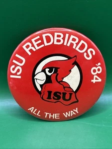 VTG 1984 Illinois State University Redbirds 3" Button Pinback - Thumbs Up Reggie - Picture 1 of 2