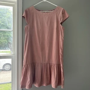 Maeve Anthropologie Corduroy Dress Women's Ruffle Hem Casual Pink NEW Size 12 - Picture 1 of 10
