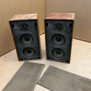 Matched Pair Vintage SABA 40L Teak Hifi Bookshelf Speakers w/ Grill *Working* - Picture 1 of 6