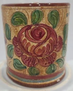 Vintage STONEWARE / Glazed Coffee Mug ~ Stamped * ORVIETO * ~ Etched ~ Flower - Picture 1 of 8