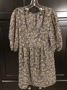 Wild Fable Gray Floral Gathered Top Blouse Sheer W Gray Attached Cami size XS - Picture 1 of 12