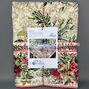 April Cornell MERRY antica tovaglia natalizia floreale 100% cotone 60x84" - Foto 1 di 6