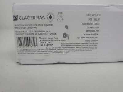 Ducha de mano y cabezal de ducha doble Glacier Bay en níquel cepillado HD58302-0304 Foto 1 de 2