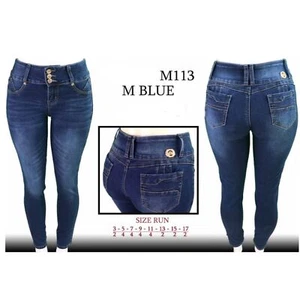 WAIST 29 INCHES SIZE 7 SKINNY JEANS STRETCH PUSH UP DENIM BLUE 7-7 M113 SZ7 - Picture 1 of 10
