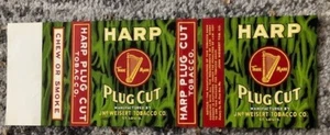 Etiqueta de lata de cigarro de tabaco vintage arpa tapón corte original años 30 nuevo de stock sin usar - Imagen 1 de 4