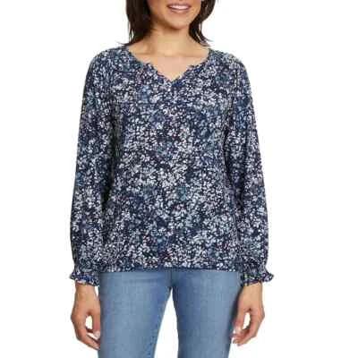 Blusa para mujer Jessica Simpson manga larga cuello en V azul talla M $60 EE028 NUEVA SIN ETIQUETAS Foto 1 de 3