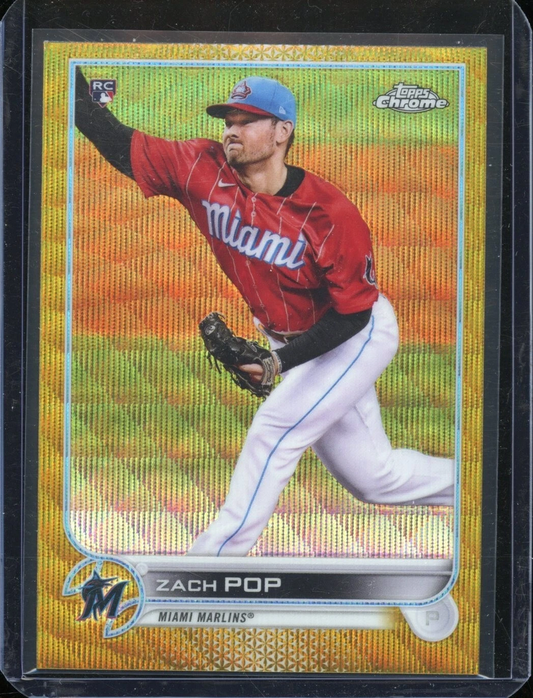 2022 Topps Chrome Gold Wave Refractor #41 Zach Pop #15/50 - Marlins