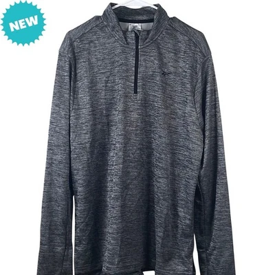 Pullover Reebok Hombre Grande Gris Jaspeado 1/4 Cremallera Atlético Cuello Simulado NUEVO Foto 1 de 4