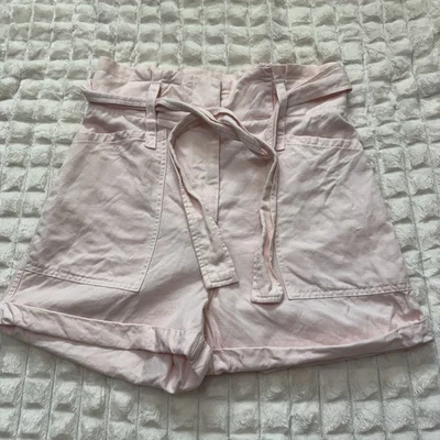 Pantalones Cortos ALC Para Mujer 4 Davidson Rosa Tiro Alto Bolsa de Papel Cinturón Corbata Mezcla de Lino Foto 1 de 4