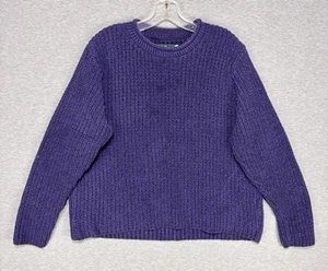 Vintage LL Bean Women’s Large Ribbed Fisherman Sweater Heavy Knit Purple 90’s - Picture 1 of 10