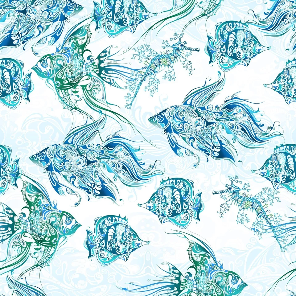 Maravillas del océano Edredón Tela Peces por In The Beginning Vendido por 1/2 yarda Foto 1 de 1