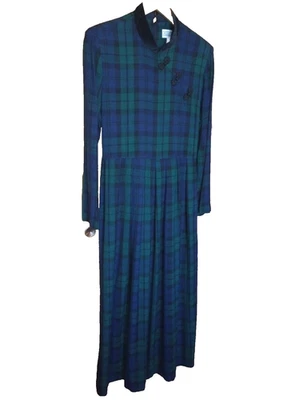 复古 Academia 风格长袖格子连衣裙 Jessica Howard 尺寸 14 IRL msrs 下面 — 第 1/4 张图片