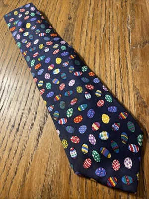 Винтажный мужской галстук EUC Alynn пасхальные яйца шелковый галстук сделано в США - Изображение 1 из 4