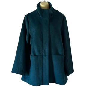 Cappotto Time for Me blu teal peso medio invernale foderato cerniera donna taglia large - Foto 1 di 13