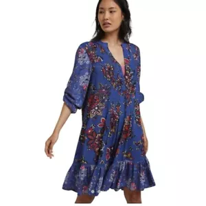 Anthropologie Diana Pintucked Floral Long Sleeve Tunic Dress M - Picture 1 of 16