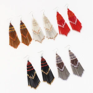 Fashion Women's Boho Beads Tassels Hook Earrings Long Drop Dangle Earrings - Picture 1 of 7