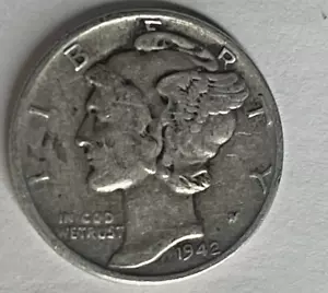 1942 Mercury Dime Fine 90% Silver 10c US Coin - Picture 1 of 2