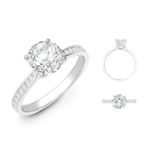 Lab Created Diamond Solitaire Ring 18ct White Gold 0.38ctw D Colour VS Clarity - Picture 1 of 6