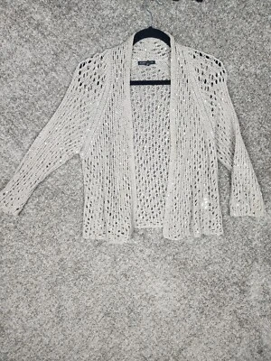Cárdigan Suéter Abierto Eileen Fisher Para Mujer Talla Pequeña Tostado Beige Plateado Lentejuelas Brillante Foto 1 de 4