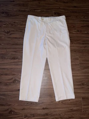 Calça masculina Peter Millar 38x34 branca desempenho golfe absorção frente plana chino - Imagem 1 de 4