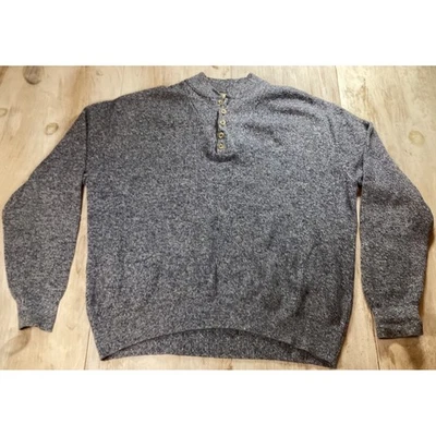 Vintage L.L. Suéter Henley Tejido Moteado XL Bean Hombres Azul Blanco Algodón Hecho en EE. UU. Foto 1 de 4