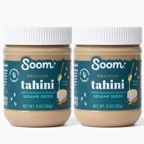 Pasta de tahini de sésamo molido puro de una sola fuente Soom Foods 11 oz (paquete de 2) | sedosa Foto 1 de 1