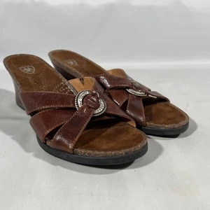 Ariat Ember Women's Size 7.5B Brown Slip On Open Toe Wedge Sandals 20903 New - Picture 1 of 11