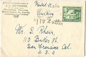 British-Guiana 1938 1¢ Green Commercially Sent Rare Printed-Matter FDC Cover - Picture 1 of 3