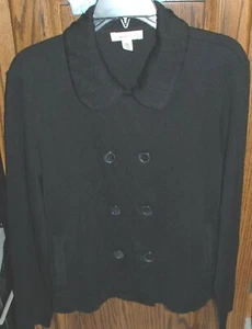 Chaqueta grande con cuello con volantes negra Coldwater Creek $79,50 nueva con etiquetas - Imagen 1 de 10