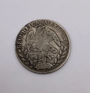 Moneda de Plata 1860 2 Reales España México Casa de la Moneda Popayán Antigua Moneda Barco Pirata - Imagen 1 de 4