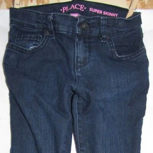 Place Jeans Girls Size 6x-7 Childrens Dark Super Skinny Stretch Denim Pants - Picture 1 of 7