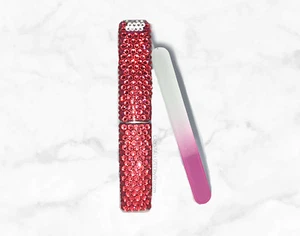 Bling Nail File and Case AUSTRIAN CRYSTALS Bedazzled Cosmetics Pink Manicure - Picture 1 of 2