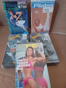 Reebok Sweat Factory Denise Austin Pilates The Firm Crunch Workout VHS lot NEW - Picture 1 of 8