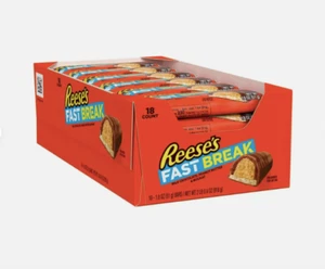 Reeses Fast Break Chocolate Peanut Butter & Nougat Bars 18 x 51g - Full Box - Picture 1 of 3