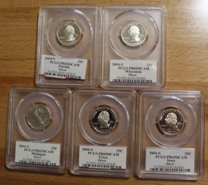2004 S Proof State Quarter Set PCGS Graded PR69DCAM - Complete 5 coin Silver Set - Picture 1 of 9
