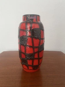 Scheurich Vase 70er Jahre Keramik Space Age Bodenvase Fat Lava Schwarz Rot - Bild 1 von 7