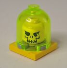 Lego White Skeleton Skull -Halloween Yellow Display Case Minifig Head w/Eyes @@