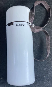 Vintage Gott Stainless Steel White Thermos Bottle Escort w/ Carry Strap 18oz - Picture 1 of 6