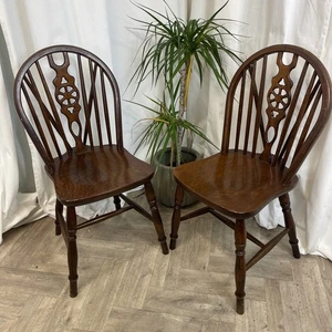 Vintage Fiddle Back Chairs Set Of 4 Excellent Condition Romanian Dark Wood Chair - Picture 1 of 9