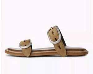Rag & Bone Womens Ansley Buckled Open Toe Slide Sandals Size 37.5 / 7.5 Tan - Picture 1 of 10