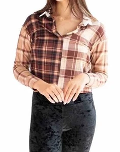 Almost Famous Damen Cropped Karo Flanell Hemd - Gr. M - Braun Western Style - Bild 1 von 20