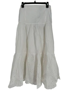 En Saison Women's Byblos White Tiered Midi A-Line Skirt Boho Size L NEW - Picture 1 of 7